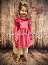 Load image into Gallery viewer, Velvet Star Long Sleeve Dress -Pink