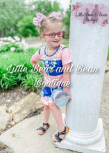 Load image into Gallery viewer, Mommy and Me Navy and Pink Striped Floral Dress Child
