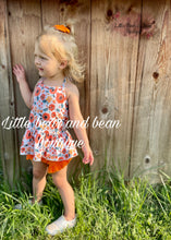 Load image into Gallery viewer, Orange Floral Halter Shortie Set