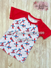 Load image into Gallery viewer, Red, White and Blue Airplane Shirt
