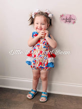 Load image into Gallery viewer, Red, White and Blue Ice Cream Ruffle Butt Romper