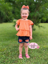 Load image into Gallery viewer, Just Peachy Distressed Short Set fruit