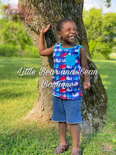 Load image into Gallery viewer, Red, White and Blue Whales Tank