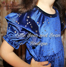 Load image into Gallery viewer, Velvet Star Short Sleeve Dress -Sapphire
