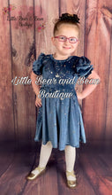 Load image into Gallery viewer, Velvet Star Short Sleeve Dress -Slate Blue