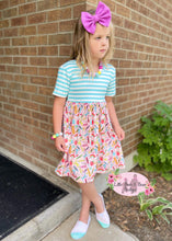 Load image into Gallery viewer, Blue Striped School Supply Dress