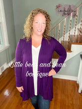 Load image into Gallery viewer, Ladies Azules Long Sleeve Open Front Drape Cardigan-Eggplant