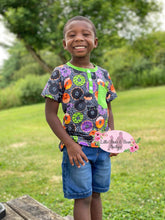 Load image into Gallery viewer, Faux Glitter Spooky Donuts Button Shirt