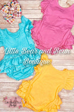 Load image into Gallery viewer, Aqua Ruffle Butt Romper