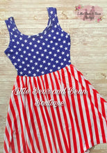 Load image into Gallery viewer, Mommy and Me Star Spangled Handkerchief Hem Dress Ladies