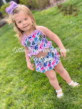 Load image into Gallery viewer, Lavender Floral Skirted Ruffle 2 Piece Swim Suit