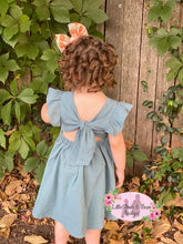 Load image into Gallery viewer, Dark Teal Ruffle Tie Back Linen Dress