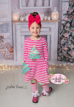 Load image into Gallery viewer, Pink Stripe Long Sleeve Tree Dress With Accessories