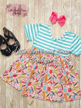 Load image into Gallery viewer, Blue Striped School Supply Dress