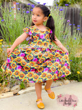 Load image into Gallery viewer, Vibrant Sunflower Flutter Sleeve Dress