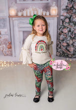 Load image into Gallery viewer, Christmas Animal Rainbow Belle Sleeve Distressed Cheetah Pant Set