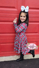 Load image into Gallery viewer, Black and Red Plaid Long Sleeve Dress
