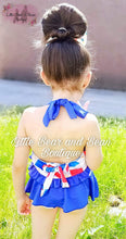 Load image into Gallery viewer, Red, White, and Blue Popsicles Skirted Ruffle 2 Piece Swim Suit