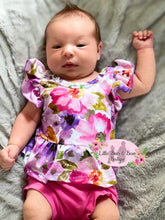 Load image into Gallery viewer, Hot Pink and Purple Floral Bummie Set