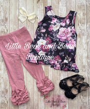 Load image into Gallery viewer, Mauve Floral Swing Top Ruffle Belle Set