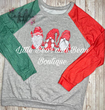 Load image into Gallery viewer, Ladies Gnome Red and Green Long Sleeve Top