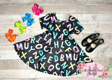 Load image into Gallery viewer, Multi Color Alphabet Black Dress