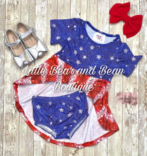 Load image into Gallery viewer, Blue Stars Faux Sequin High-Low Bummie Set