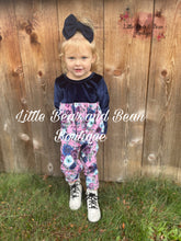 Load image into Gallery viewer, Blue Velvet Floral Alley Cat Romper