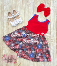 Load image into Gallery viewer, Red, White and Blue Boom Town Twirl Dress