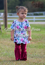 Load image into Gallery viewer, Wine Floral Peplum with Wine Velvet Belles