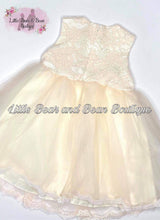 Load image into Gallery viewer, Sleeveless Ivory Lace Bodice Tulle Fancy Dress with Removable Bow