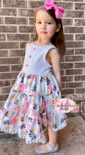 Load image into Gallery viewer, Pink & Gray Floral Striped Dress