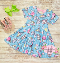 Load image into Gallery viewer, Pastel Summer Bow Back Twirl Dress