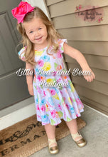 Load image into Gallery viewer, Yellow and Sky Blue Floral Twirl Dress
