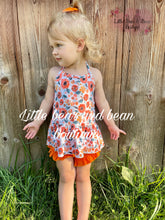 Load image into Gallery viewer, Orange Floral Halter Shortie Set