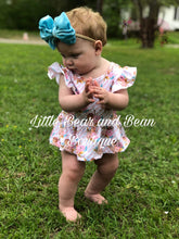 Load image into Gallery viewer, Blush and Aqua Rose Floral Bummie Set