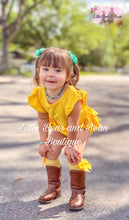 Load image into Gallery viewer, Yellow Ruffle Butt Romper