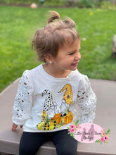 Load image into Gallery viewer, Gnome Lace Sleeve Pumpkin Shirt