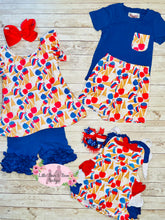 Load image into Gallery viewer, Dark Blue Ice Cream Cone Ruffle Shorts Set