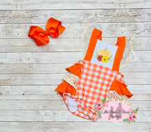 Load image into Gallery viewer, Size 2T- Pumpkin Plaid Appliqué Romper