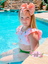 Load image into Gallery viewer, A girl model wearing peach swimsuit