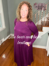 Load image into Gallery viewer, Ladies Zenana Luxe Plum Long Sleeve Pocket Dress Knee Length