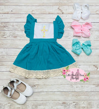 Load image into Gallery viewer, Floral Cross Lace Trimmed Dress