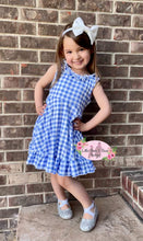 Load image into Gallery viewer, Blue Checkered Ruffle Dress