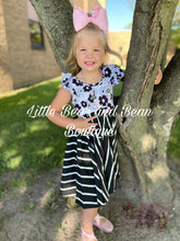 Load image into Gallery viewer, White Floral Striped Twirl Dress