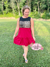 Load image into Gallery viewer, Color Block Cheetah Ladies Dress