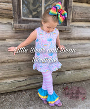 Load image into Gallery viewer, Rainbow Ruffle Swing Top Set