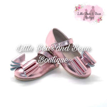 Load image into Gallery viewer, Blush Triple Bow Mary Jane Shoes
