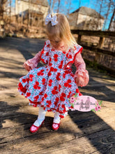 Load image into Gallery viewer, Roses Are Red Triple Ruffle Pinafore Twirl Dress