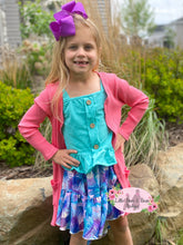 Load image into Gallery viewer, Blue Tropical High Low Skirt w/Crop Top